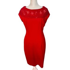 Alexia Admor Red Lace Midi Dress